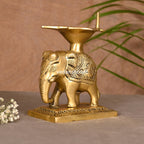Brass Elephant Standing Diya (5.5 Inch) Vedansh Craft