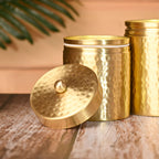 Brass Hammered Storage Jars with Lids (Set of 3) Vedansh Craft
