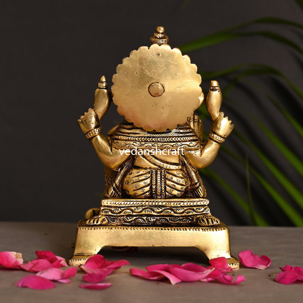 Brass Lord Sitting Ganesha Idol (5.5 Inch) Vedansh Craft