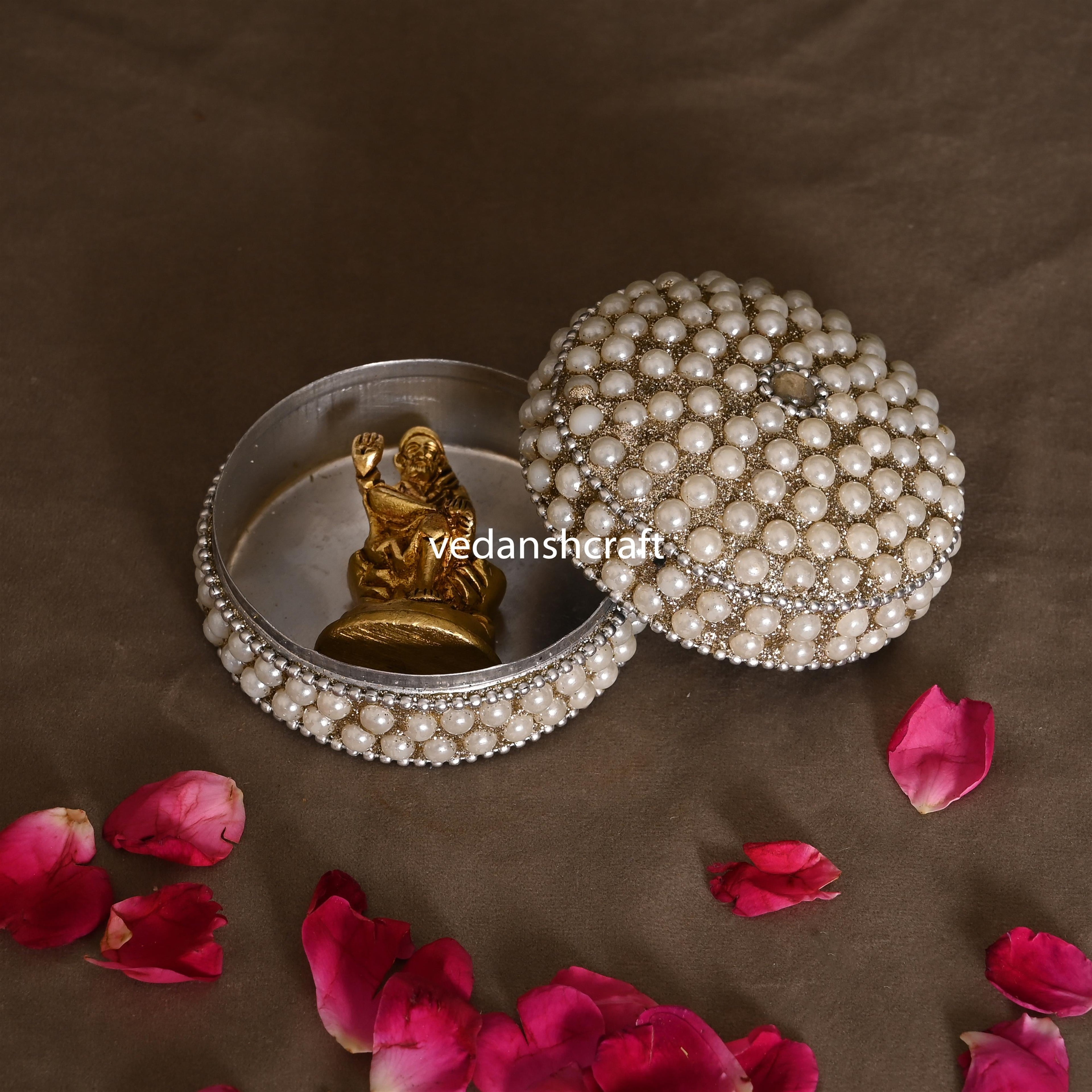 Brass Sai Baba Idol With Pearl Box (2.2 Inch) Vedansh Craft