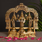 Brass Lord Balaji, Sri Devi And Bhudevi With Prabhavali Frame (8.8 Inch) Vedansh Craft