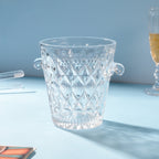 Textured Glass Ice Bucket With Handle Nestasia