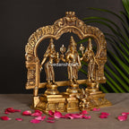 Brass Lord Balaji, Sri Devi And Bhudevi With Prabhavali Frame (8.8 Inch) Vedansh Craft