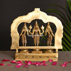 Brass Lord Balaji, Sri Devi And Bhudevi With Prabhavali Frame (8.8 Inch) Vedansh Craft