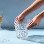 Textured Glass Ice Bucket With Handle Nestasia