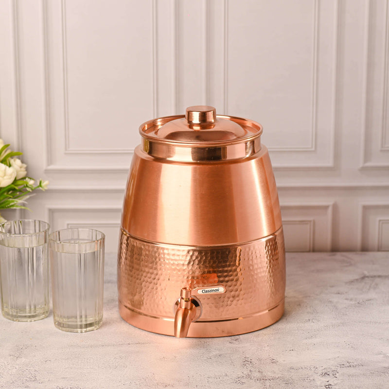 Copper Half Hammered Water Dispenser – Premium (10.5 Inch) Vedansh Craft