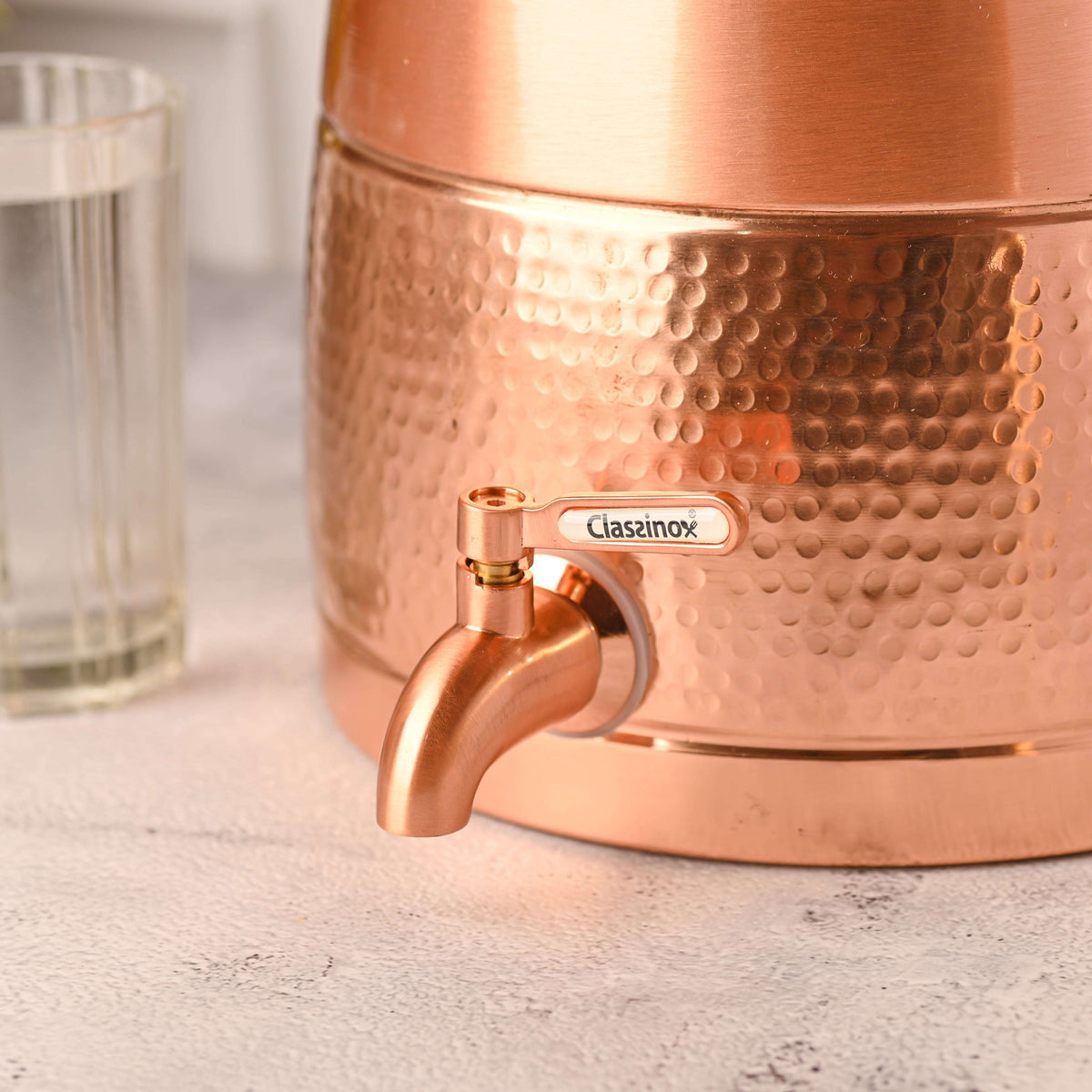 Copper Half Hammered Water Dispenser – Premium (10.5 Inch) Vedansh Craft