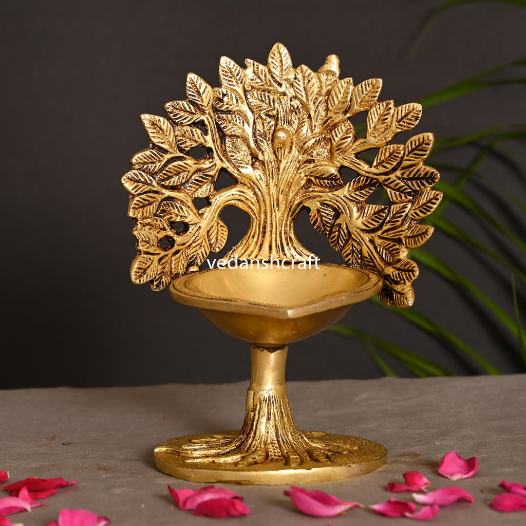 Brass Kalpvriksha Diya (7 Inch) Vedansh Craft