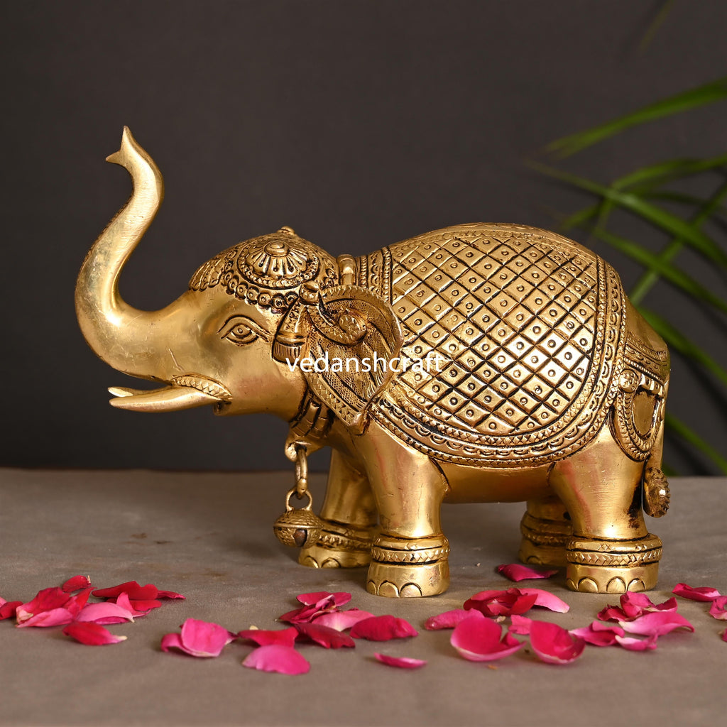 Brass Royal Elephant Statue (6 Inch) Vedansh Craft