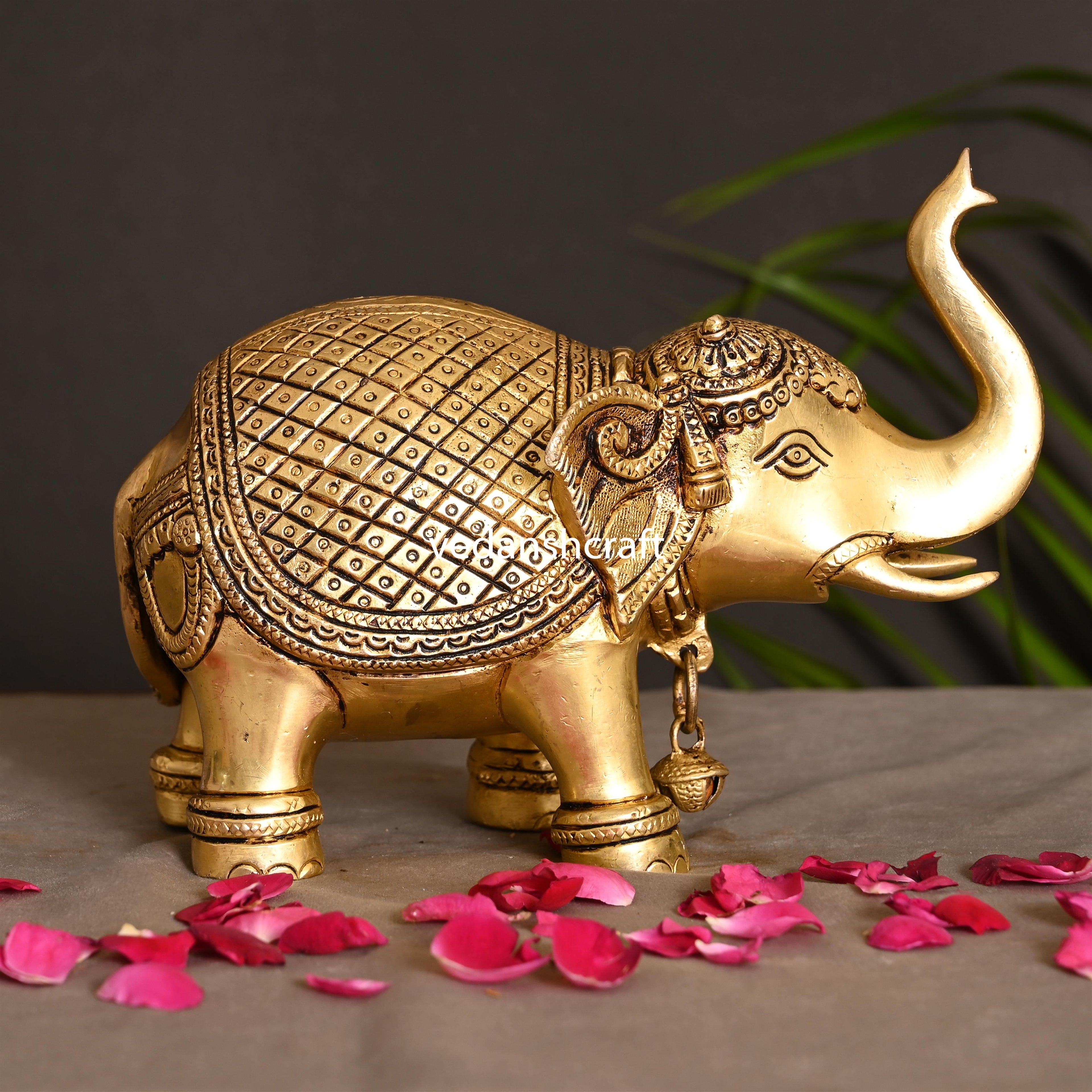 Brass Royal Elephant Statue (6 Inch) Vedansh Craft