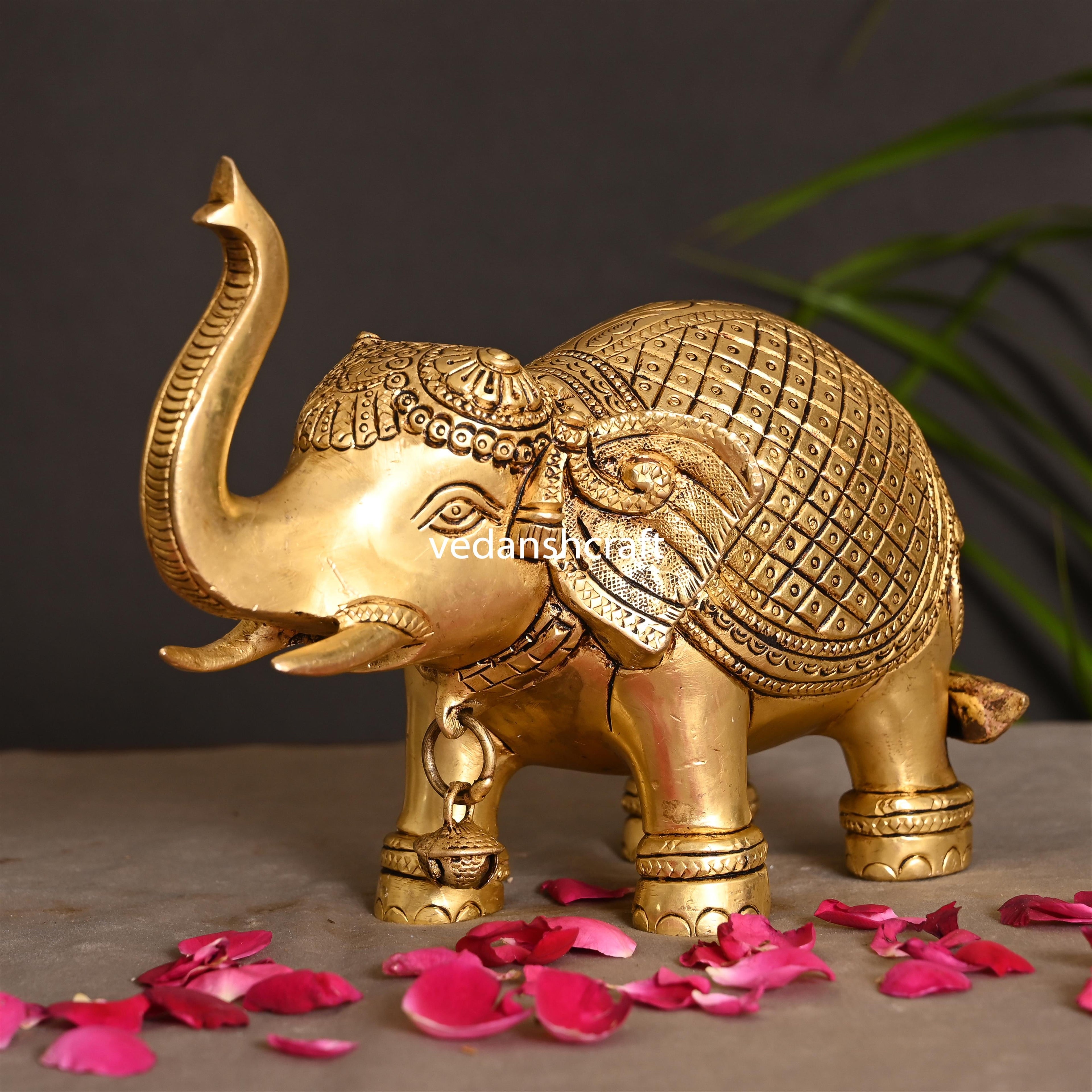 Brass Royal Elephant Statue (6 Inch) Vedansh Craft