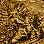 Brass Goddess Mahishasura Mardini Hanging Plate (6.5 Inch) Vedansh Craft