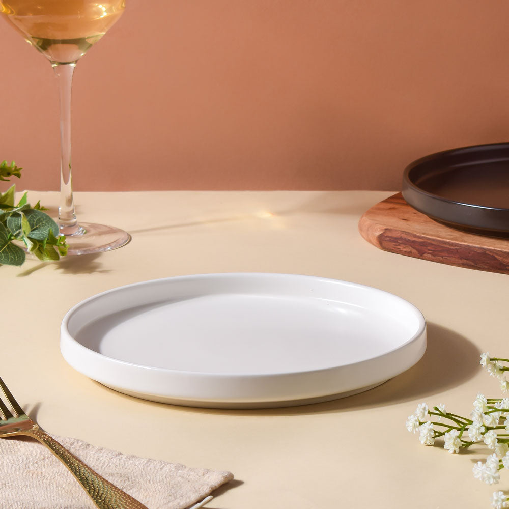 Modern Stoneware Snack Plate White Nestasia