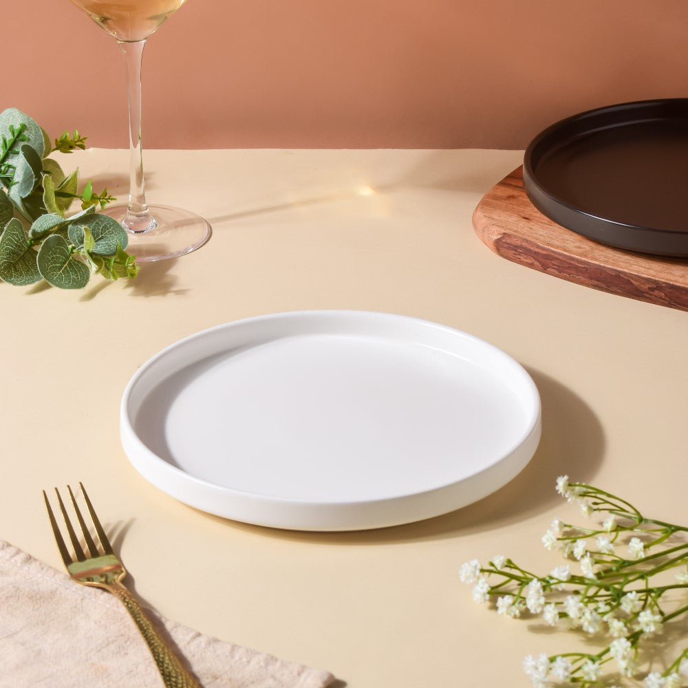 Modern Stoneware Snack Plate White Nestasia