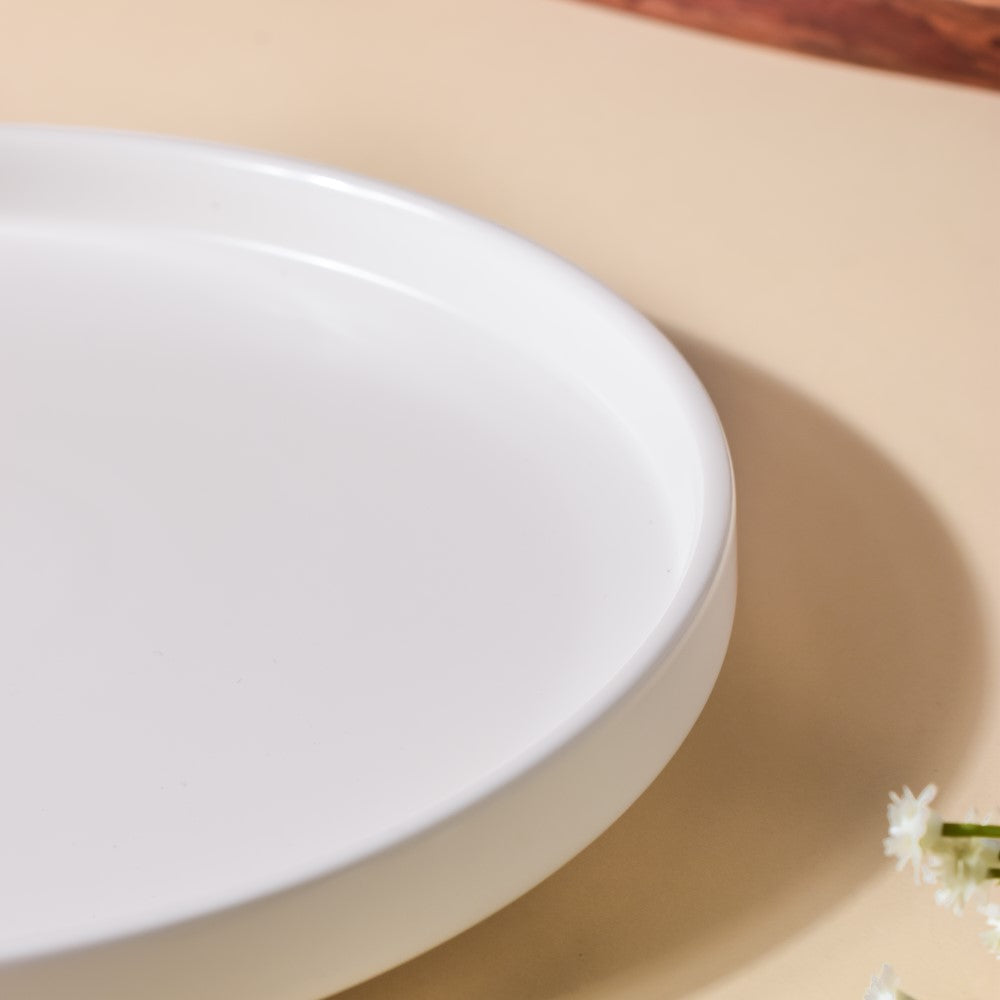 Modern Stoneware Snack Plate White Nestasia
