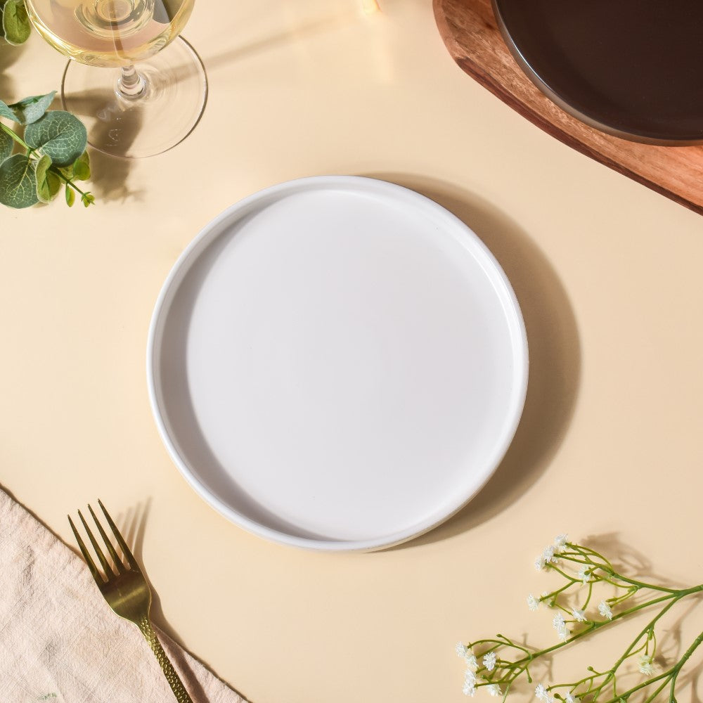 Modern Stoneware Snack Plate White Nestasia