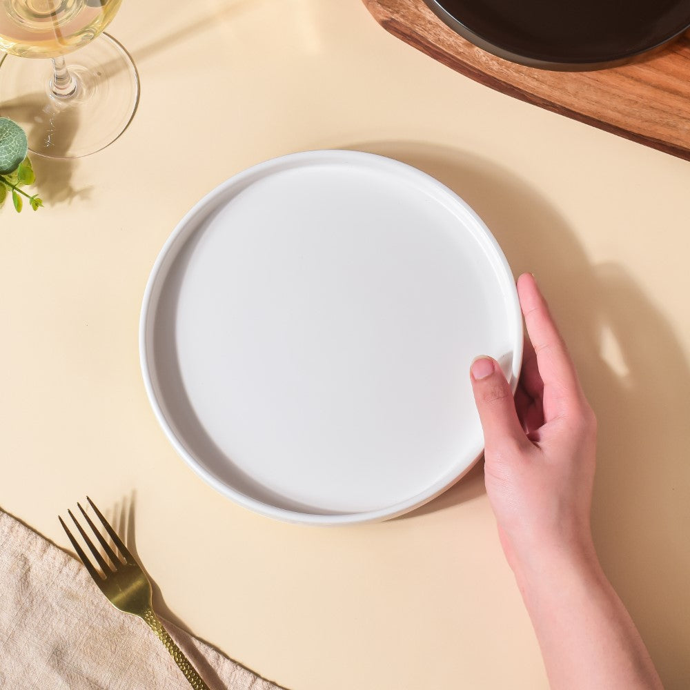 Modern Stoneware Snack Plate White Nestasia