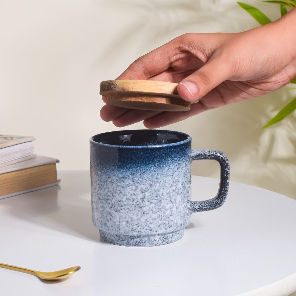 Pebble Glazed Mug With Lid Grey 250 ml Nestasia