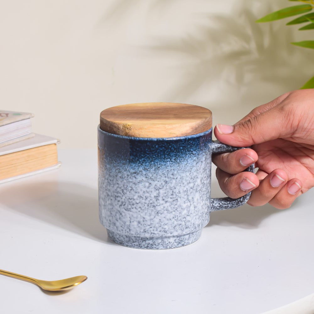 Pebble Glazed Mug With Lid Grey 250 ml Nestasia