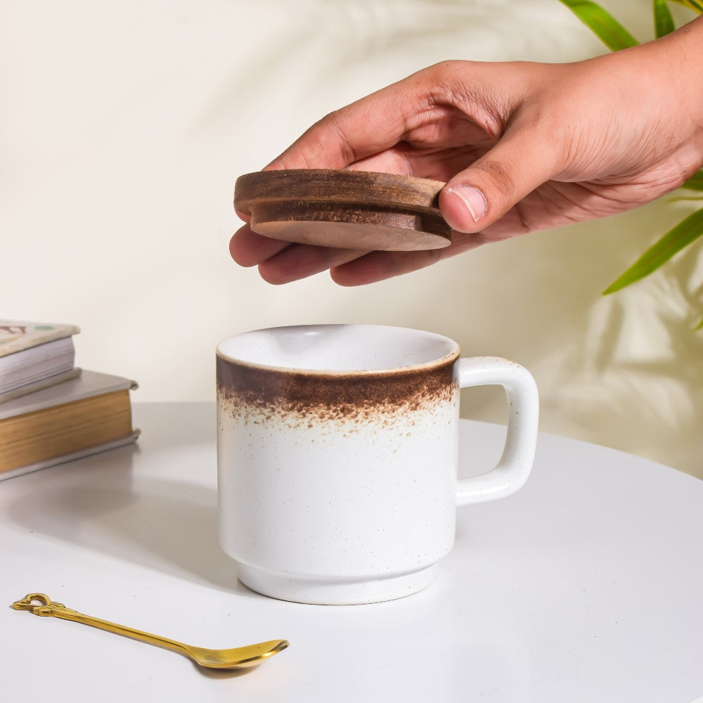 Cavern Clay Mug With Lid White 250 ml Nestasia