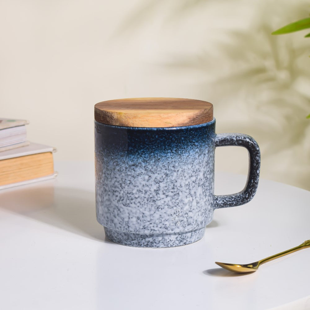 Pebble Glazed Mug With Lid Grey 250 ml Nestasia