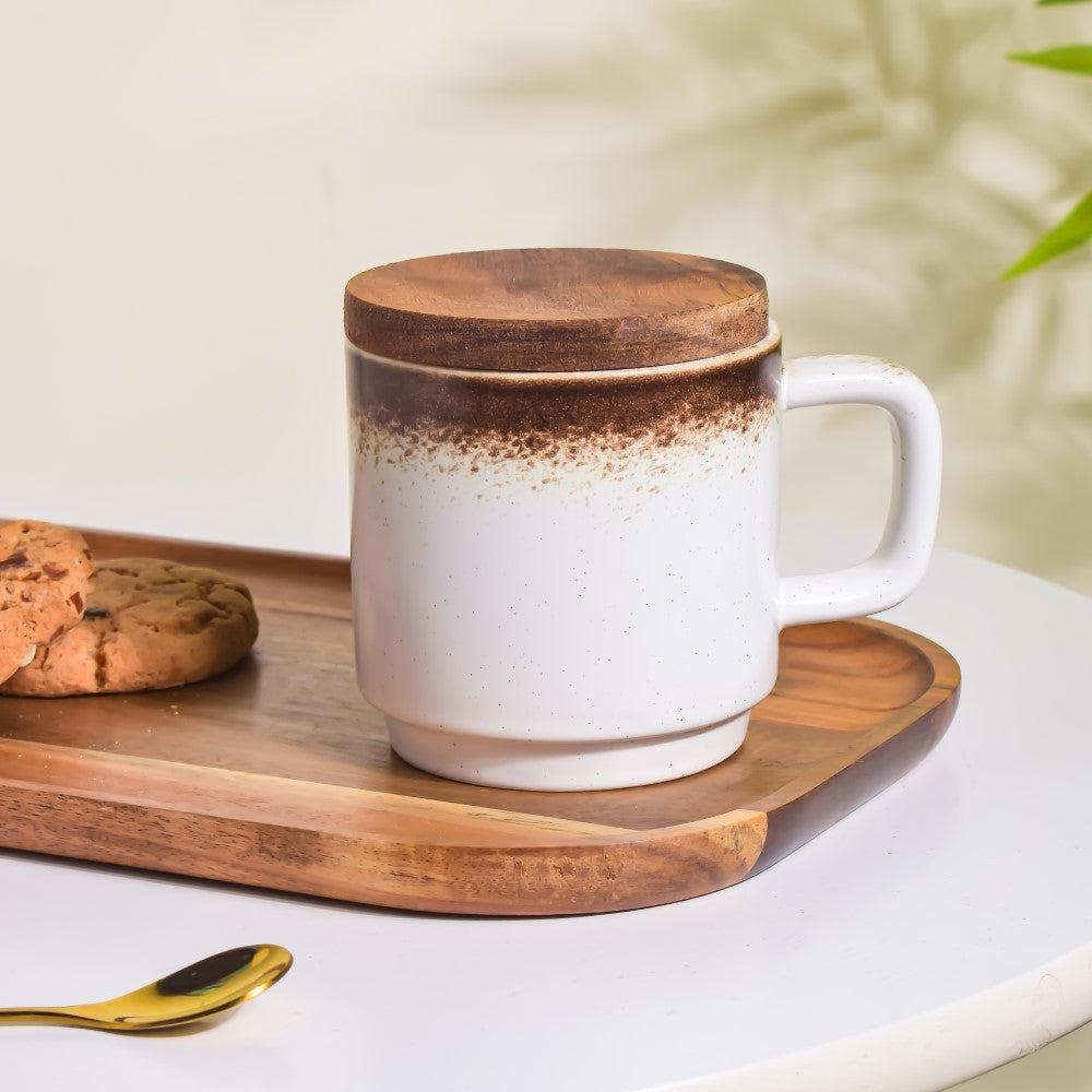 Cavern Clay Mug With Lid White 250 ml Nestasia
