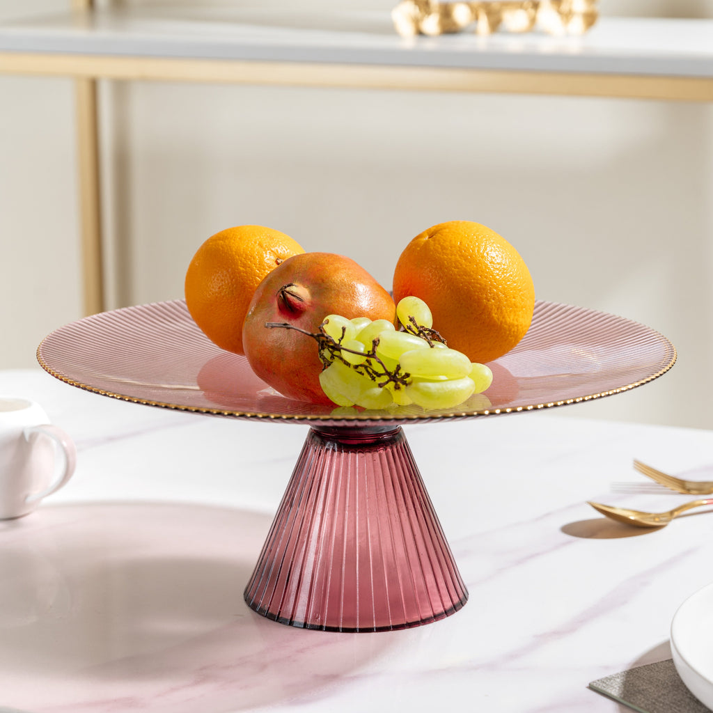 Glass Cake Stand Pink 13 inch Nestasia