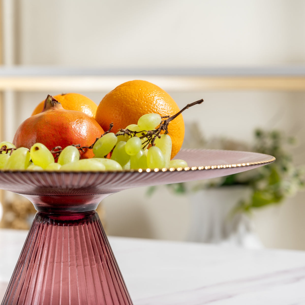 Glass Cake Stand Pink 13 inch Nestasia