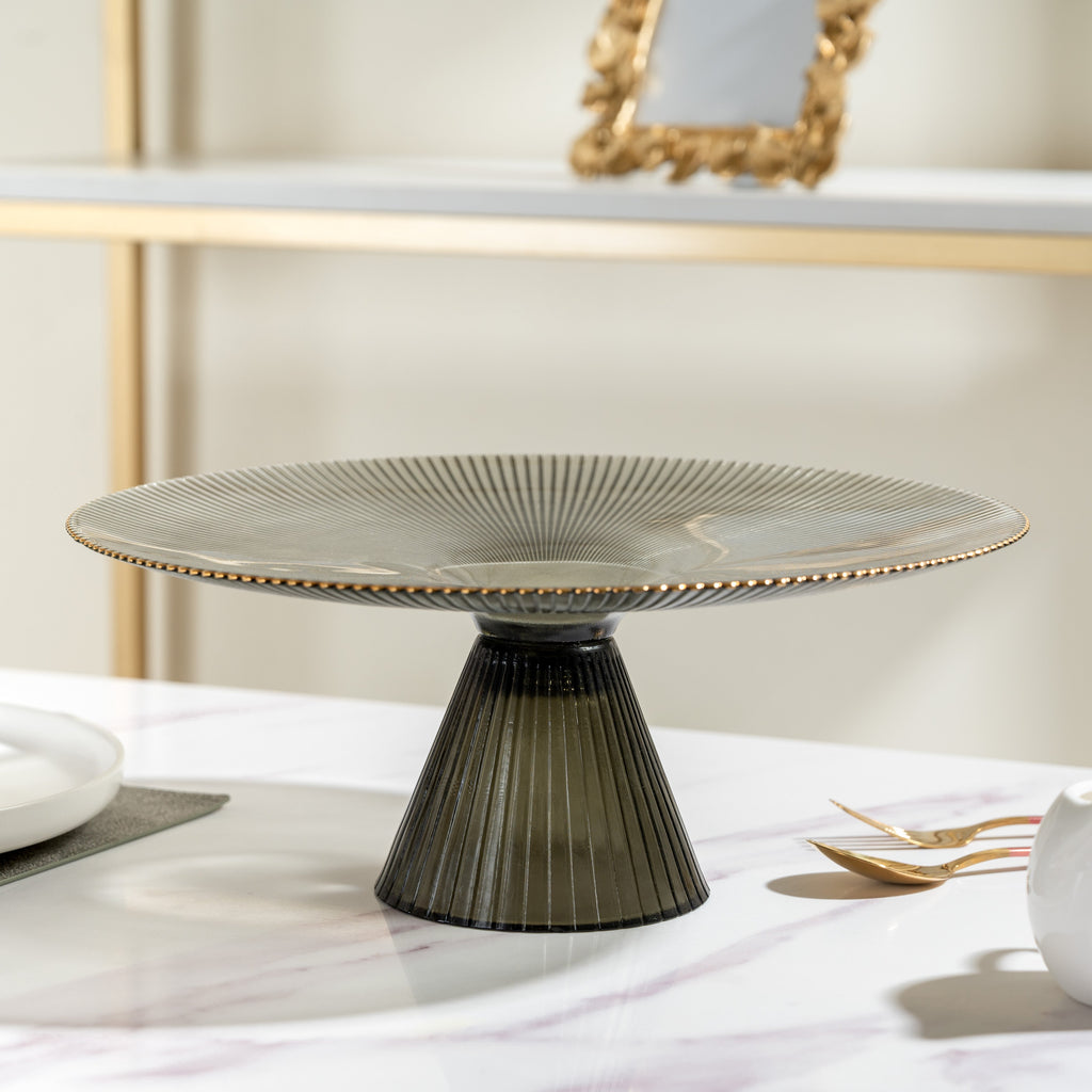 Grey Glass Cake Stand 13 inch Nestasia