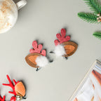 Furry Reindeer Ears Hair Accessory Set of 2 Nestasia