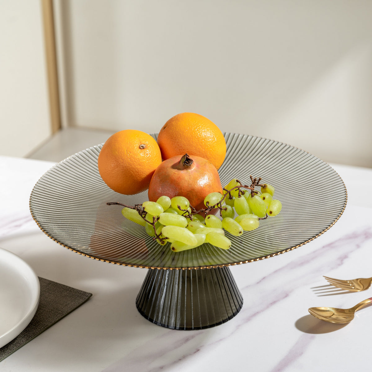 Grey Glass Cake Stand 13 inch Nestasia