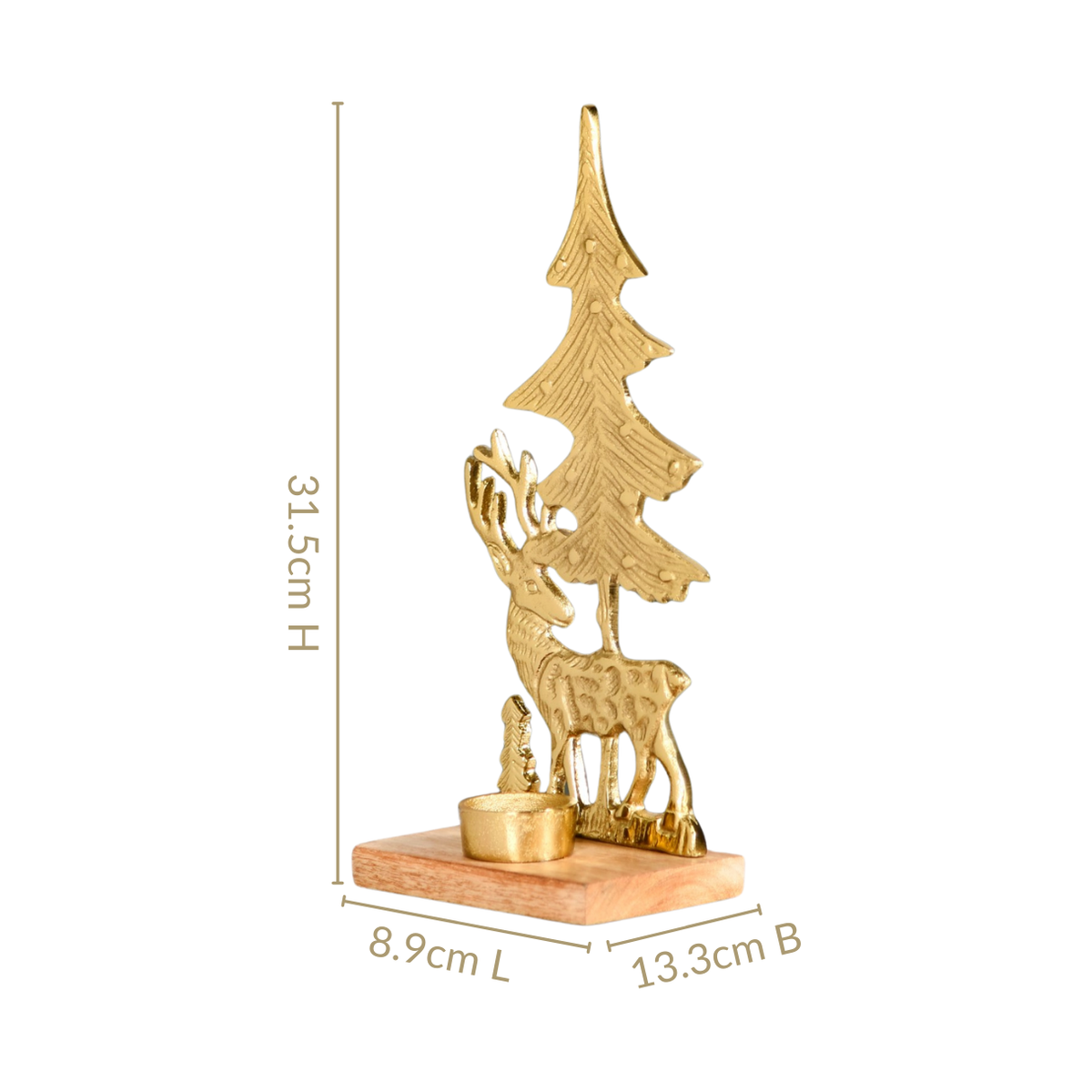 Gold Reindeer Showpiece With Tea Light Holder Nestasia