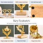 Set Of 2 Gold Stag Tea Light Candle Holder Nestasia
