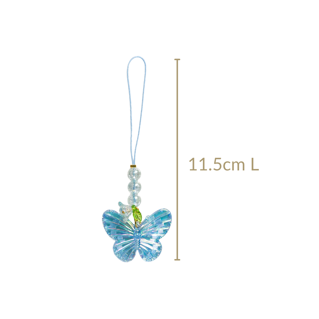 Butterfly Floral Phone Charm Blue Nestasia