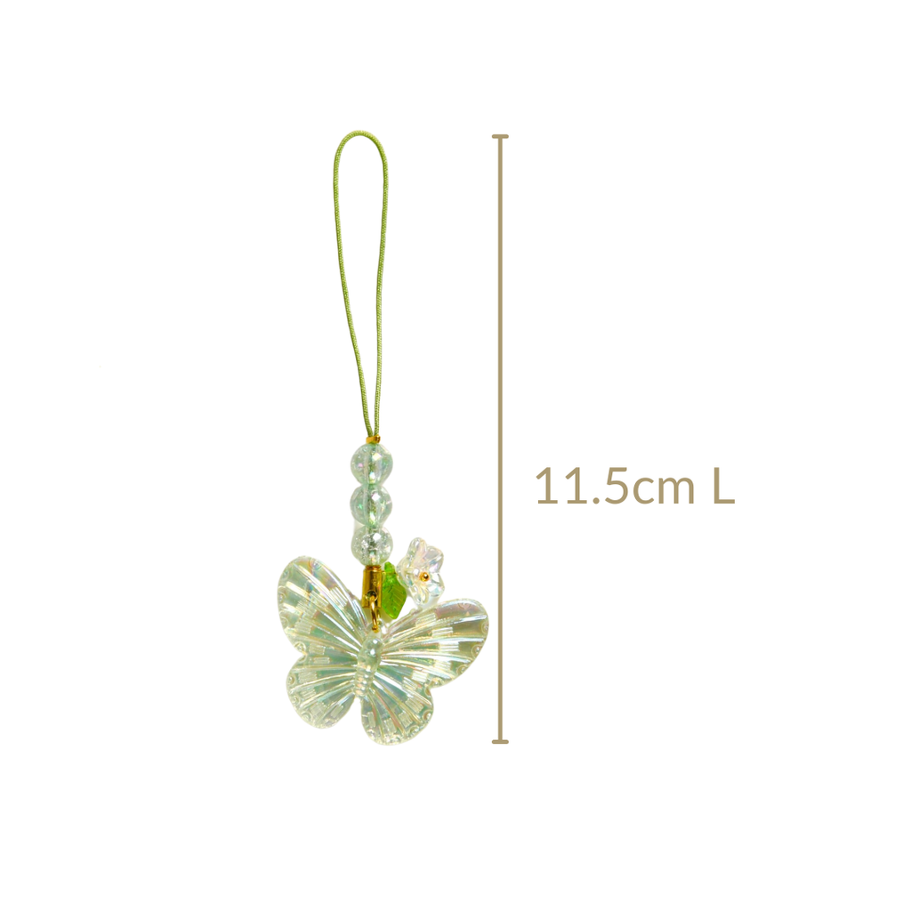 Iridescent Butterfly Mobile Phone Charm Green Nestasia