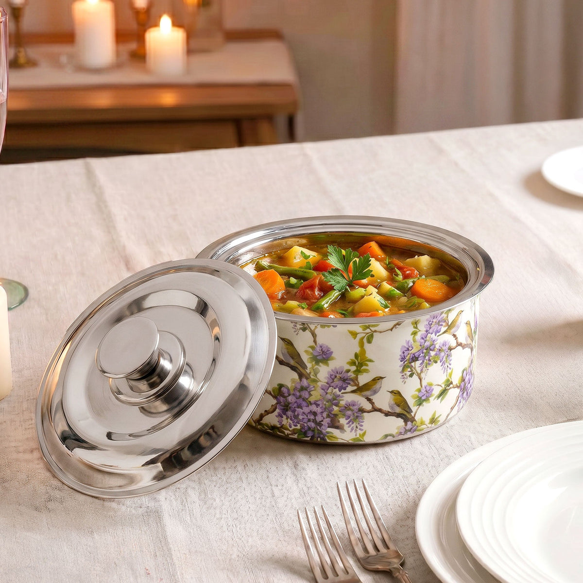 Wisteria Birds Printed Casserole 1100ml Nestasia