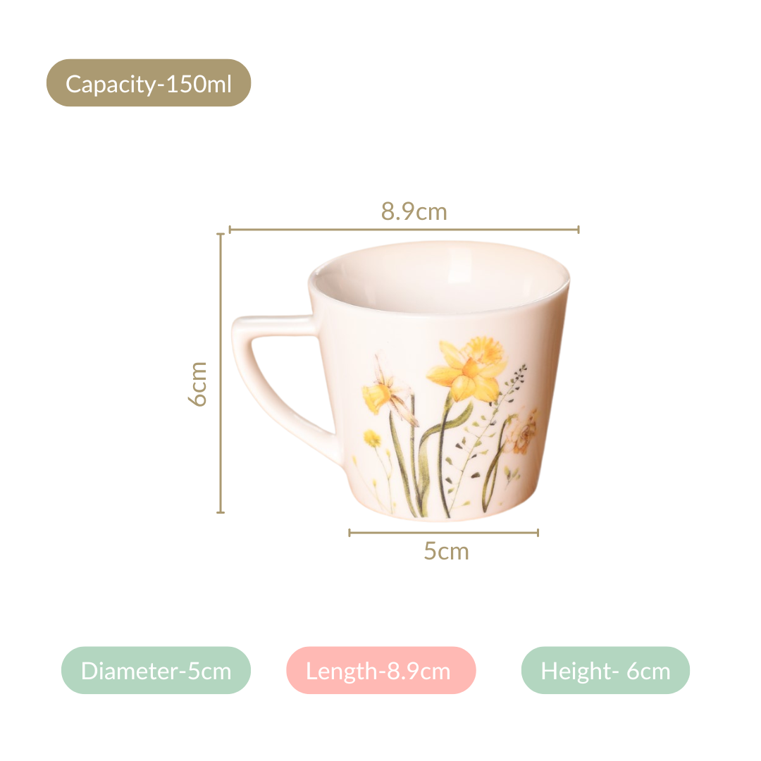 Daffodil Delight Tea Cup Set Of 6 150ml Nestasia
