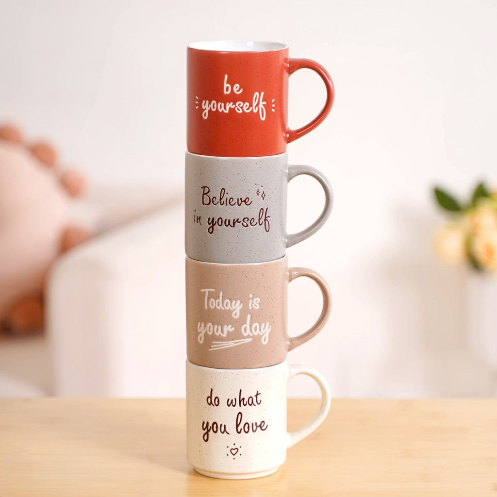 Daily Motivation Quotes Stackable Mugs Set Of 4 280ml Nestasia