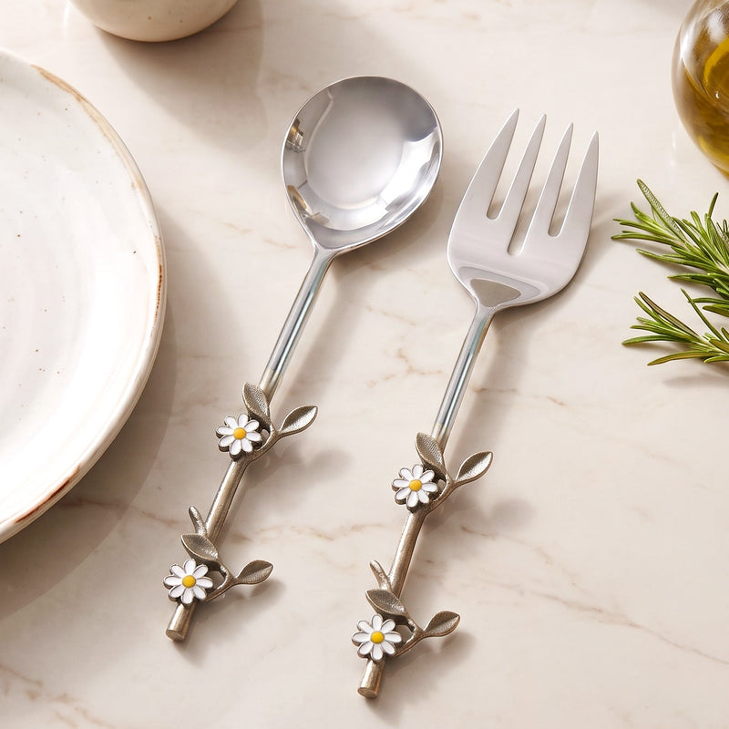 Daisy Serving Spoon Fork Set Of 2 Nestasia