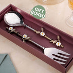 Daisy Serving Spoon Fork Set Of 2 Nestasia