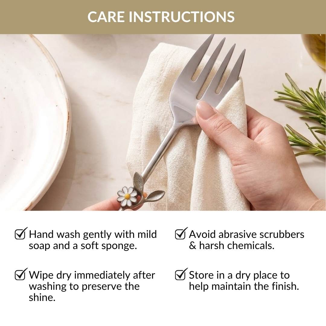 Daisy Serving Spoon Fork Set Of 2 Nestasia