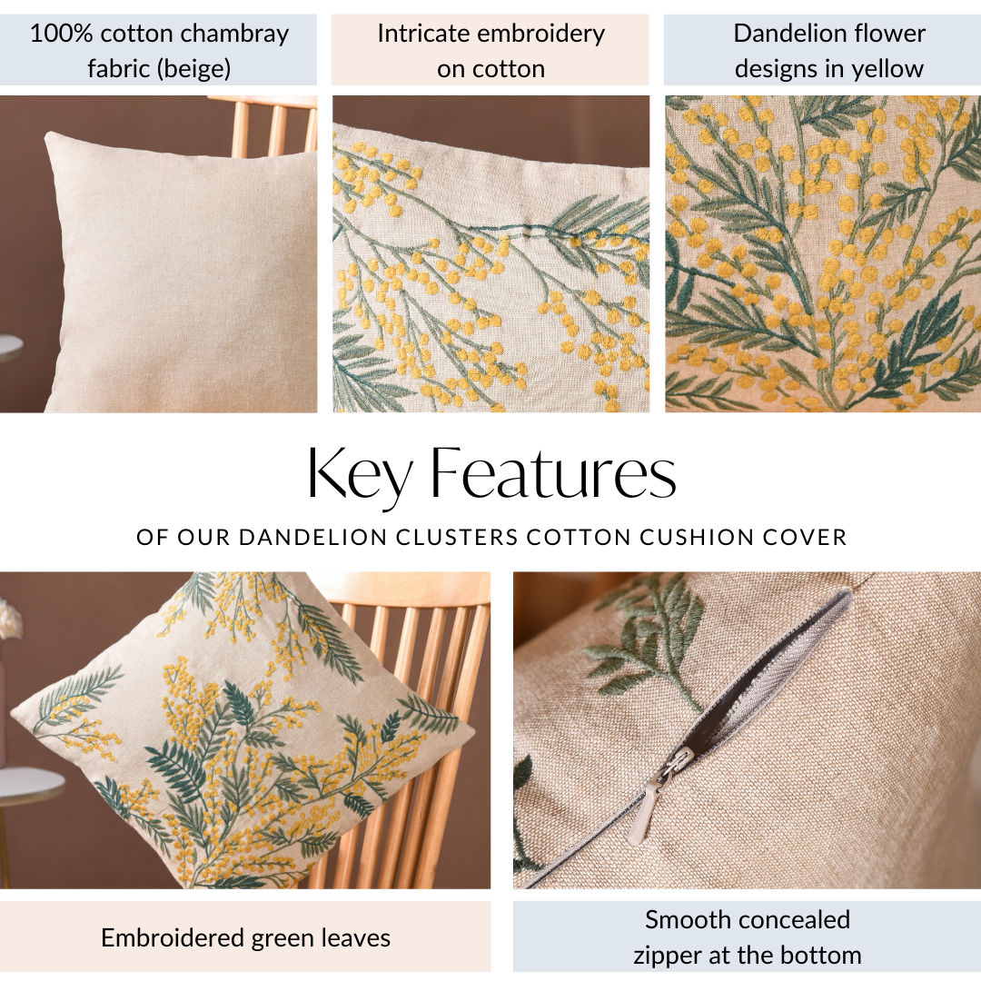 Dandelion Clusters Cotton Cushion Cover 40x40cm Nestasia