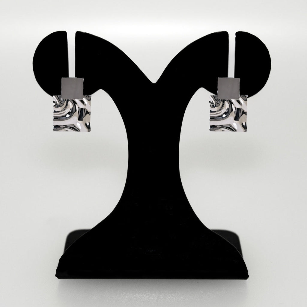 Dangling Hammered Silver Statement Earrings Nestasia