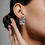 Dangling Hammered Silver Statement Earrings Nestasia