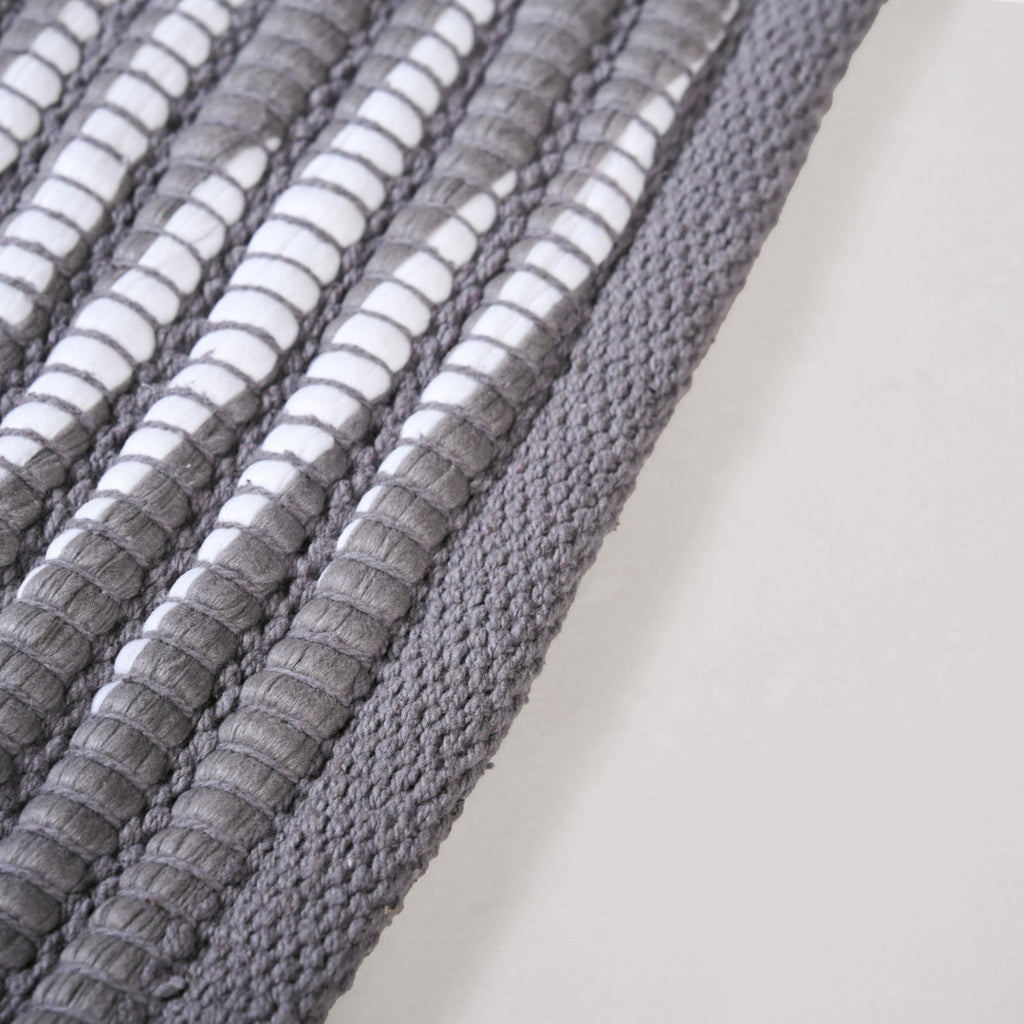 Dark Grey Cotton Weave Floor Mat 85x62cm Nestasia