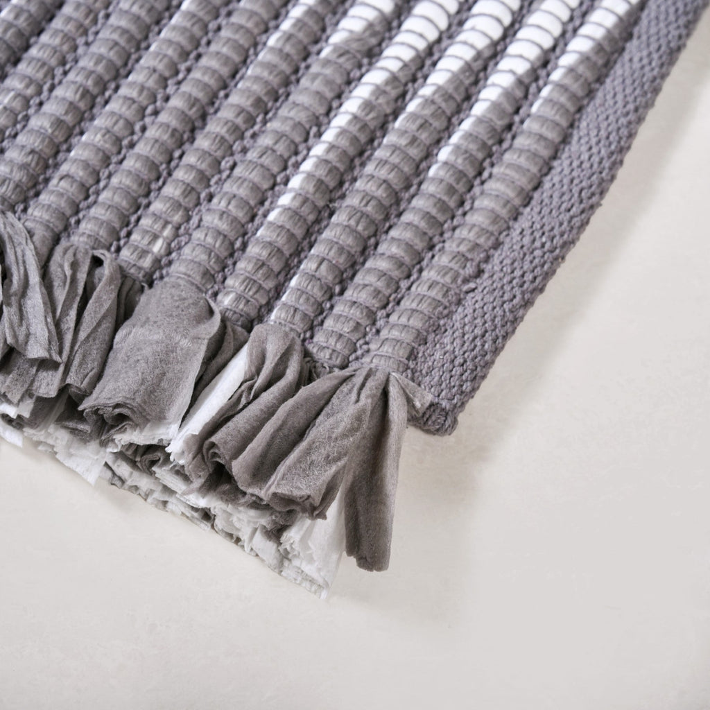 Dark Grey Cotton Weave Floor Mat 85x62cm Nestasia
