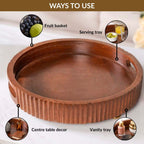 Dark Wood Serving Tray 30cm Nestasia