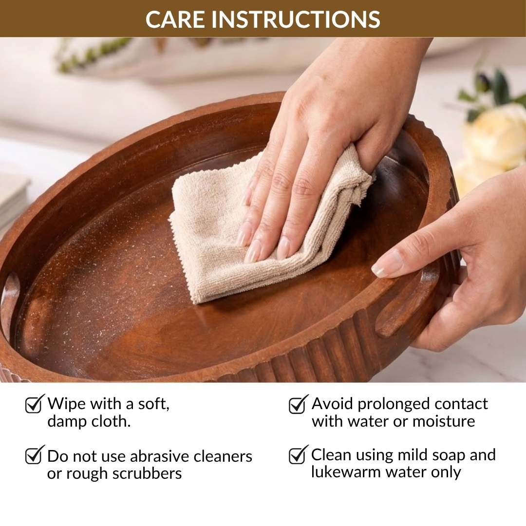 Dark Wood Serving Tray 30cm Nestasia