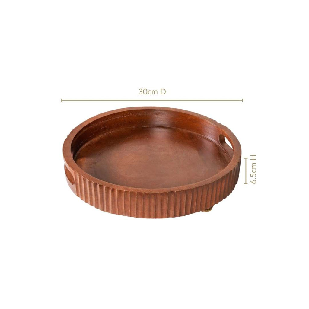 Dark Wood Serving Tray 30cm Nestasia