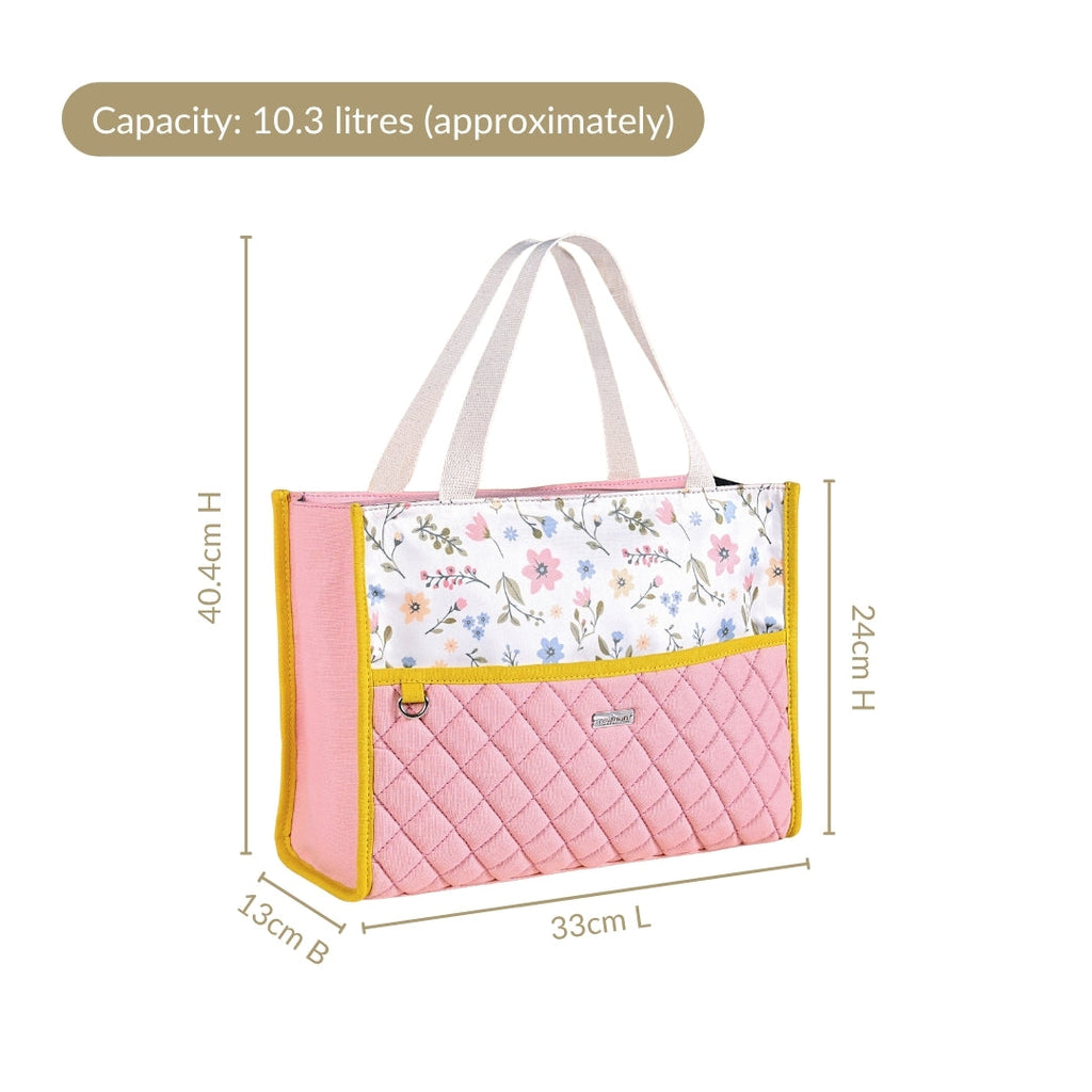 Floral Pink Quilted Multipurpose Lunch Bag Nestasia